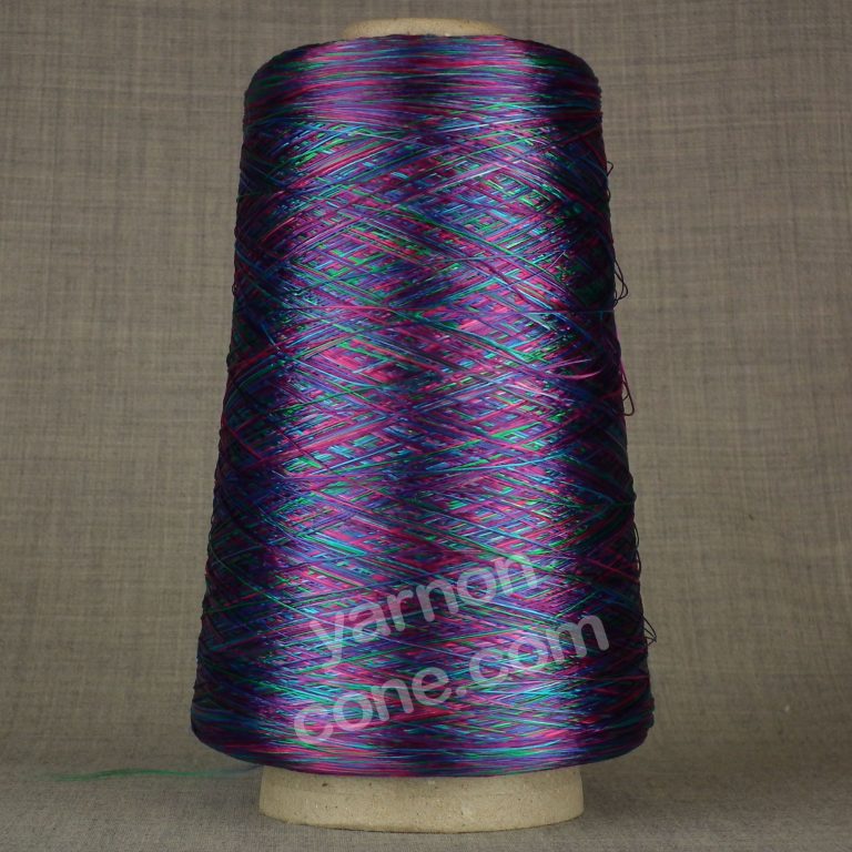 laceweight purple pink space dyed dye viscose rayon yarn on cone hand machine knitting weaving crochet