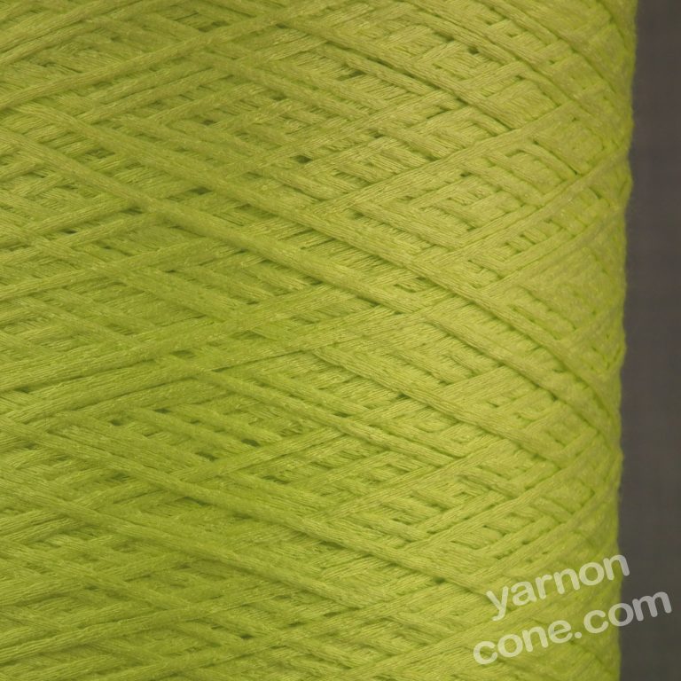 Italian soft tape chainette ribbon fettuccina yarn lime green 4 ply on cone