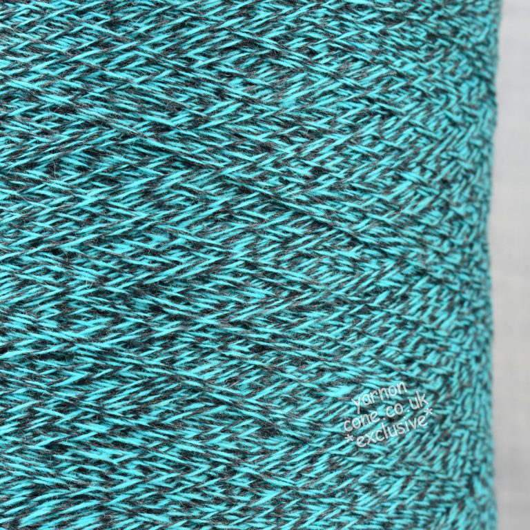 Yarn cone containing merino wool mouline yarn - a soft Italian 3 ply yarn for machine knitting and weaving