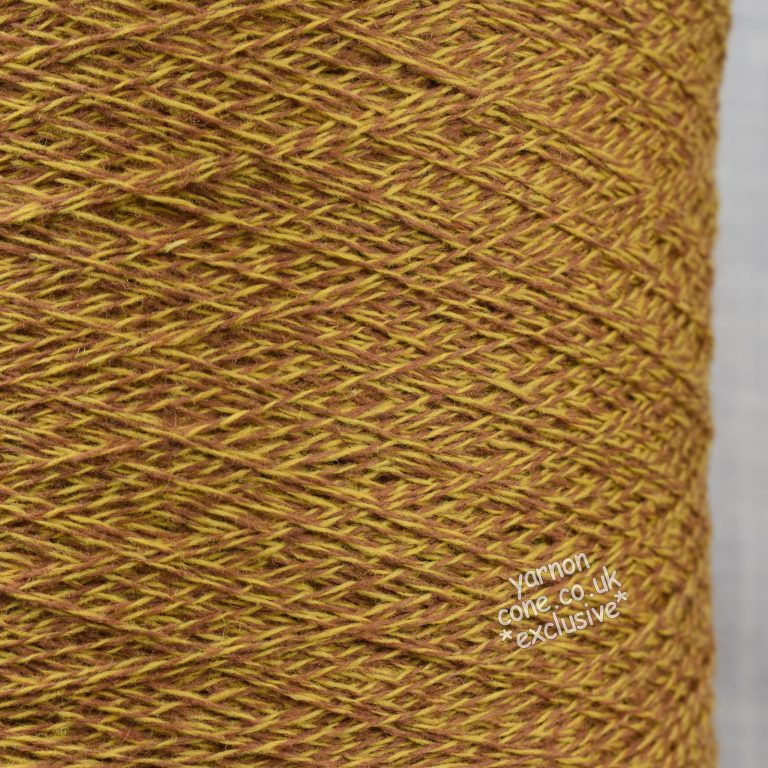 Yarn cone containing merino wool mouline yarn - a soft Italian 3 ply yarn for machine knitting and weaving