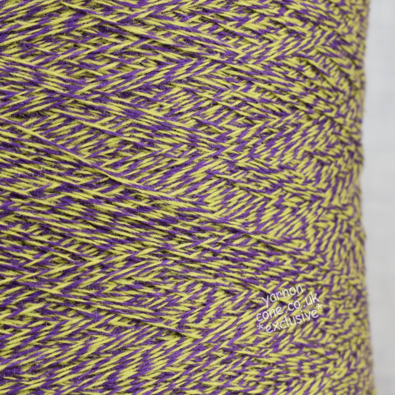 Yarn cone containing merino wool mouline yarn - a soft Italian 3 ply yarn for machine knitting and weaving