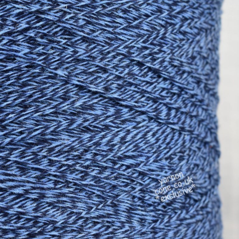 Yarn cone containing merino wool mouline yarn - a soft Italian 3 ply yarn for machine knitting and weaving