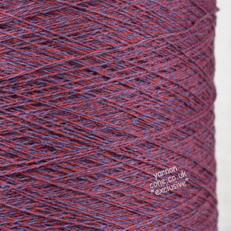Yarn cone containing merino wool mouline yarn - a soft Italian 3 ply yarn for machine knitting and weaving